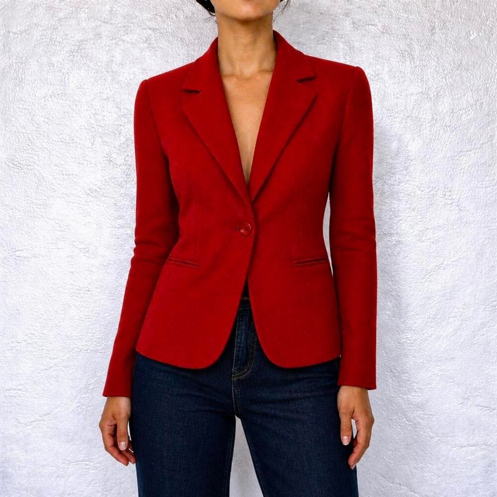 Vintage J. Percy For Marvin Richards 100% Cashmere Red Blazer Jacket Size 8 USA